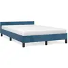 vidaXL Cadre de lit avec tête de lit bleu foncé 120x190 cm velours