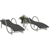vidaXL Chaises longues lot de 2 avec table gris clair résine tressée
