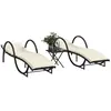 vidaXL Chaises longues lot de 2 avec table noir résine tressée