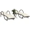 vidaXL Chaises longues lot de 2 avec table marron résine tressée