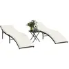 vidaXL Chaises longues lot de 2 avec table noir résine tressée