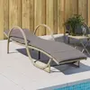 vidaXL Chaise longue avec coussin beige 60x199x42 cm résine tressée