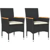 vidaXL Chaises de jardin avec coussins 2 pcs noir résine tressée