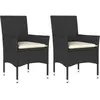 vidaXL Chaises de jardin avec coussins 2 pcs noir résine tressée