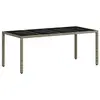 vidaXL Table de jardin dessus en verre gris clair résine tressée