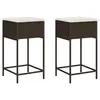vidaXL Tabourets de bar jardin coussins lot de 2 marron résine tressée