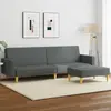 vidaXL Canapé-lit à 2 places avec repose-pied gris foncé tissu