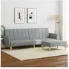 vidaXL Canapé-lit à 2 places avec repose-pied gris clair tissu