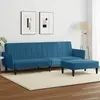 vidaXL Canapé-lit à 2 places avec repose-pied bleu velours