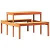 vidaXL Table de pique-nique cire marron 110x134x75 cm bois massif pin