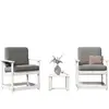vidaXL Salon de jardin 3 pcs blanc bois massif de pin