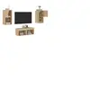 vidaXL Meuble TV muraux 4 pcs avec lumières LED chêne sonoma