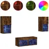 vidaXL Meuble TV muraux 4 pcs avec lumières LED chêne fumé