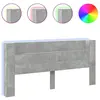 vidaXL Armoire tête de lit avec LED gris béton 220x16,5x103,5 cm