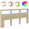 vidaXL Armoire tête de lit avec LED chêne sonoma 200x17x102 cm