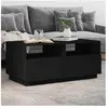 vidaXL Table basse avec lumières LED noir 90x49x40 cm