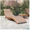 vidaXL Chaise longue avec coussin taupe bois d'acacia solide