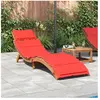 vidaXL Chaise longue avec coussin rouge bois d'acacia solide