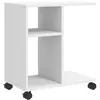 vidaXL Table d'appoint avec roues blanc 50x30x55 cm bois d'ingénierie