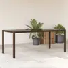 vidaXL Table de jardin avec dessus en verre marron résine tressée