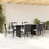 vidaXL Ensemble à manger de jardin coussins 7pcs Noir Résine tressée