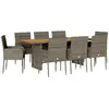 vidaXL Ensemble à manger de jardin 9 pcs coussins gris résine tressée