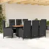 vidaXL Ensemble à manger de jardin 9pcs coussins noir résine tressée