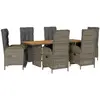 vidaXL Ensemble à manger de jardin et coussins 7 pcs gris rotin