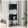 vidaXL Bibliothèque à 5 niveaux noir 60,5x24x166,5cm bois d'ingénierie