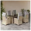 vidaXL Ensemble à manger de jardin coussins 7 pcs mélange beige rotin