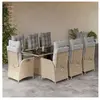 vidaXL Ensemble à manger de jardin et coussins 9 pcs mélange beige