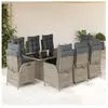 vidaXL Ensemble à manger de jardin 9 pcs coussins gris résine tressée