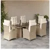 vidaXL Ensemble à manger de jardin et coussins 7 pcs beige poly rotin