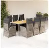 vidaXL Ensemble à manger de jardin 9 pcs coussins gris résine tressée