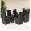 vidaXL Ensemble à manger de jardin coussins 7pcs Noir Résine tressée