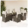 vidaXL Ensemble à manger de jardin et coussins 7 pcs marron rotin