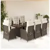 vidaXL Ensemble à manger de jardin et coussins 9 pcs marron poly rotin