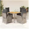 vidaXL Ensemble à manger de jardin 5 pcs coussins gris résine tressée