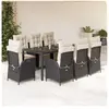 vidaXL Ensemble à manger de jardin 9pcs coussins noir résine tressée