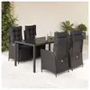 vidaXL Ensemble à manger de jardin coussins 5pcs Noir Résine tressée