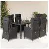 vidaXL Ensemble à manger de jardin coussins 7pcs Noir Résine tressée