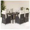 vidaXL Ensemble à manger de jardin coussins 7pcs Noir Résine tressée