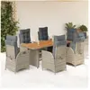 vidaXL Ensemble à manger de jardin et coussins 7 pcs gris rotin