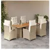 vidaXL Ensemble à manger de jardin et coussins 7 pcs beige poly rotin