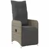 vidaXL Chaise inclinable de jardin avec coussins gris résine tressée