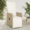 vidaXL Chaise inclinable de jardin avec coussins beige résine tressée