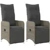 vidaXL Chaises inclinables de jardin lot de 2 et coussins gris rotin