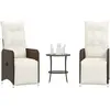 vidaXL Chaises de jardin inclinables lot de 2 et table résine tressée