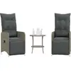 vidaXL Chaises inclinables de jardin lot de 2 et table résine tressée