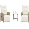 vidaXL Chaises inclinables de jardin lot de 2 avec table beige rotin